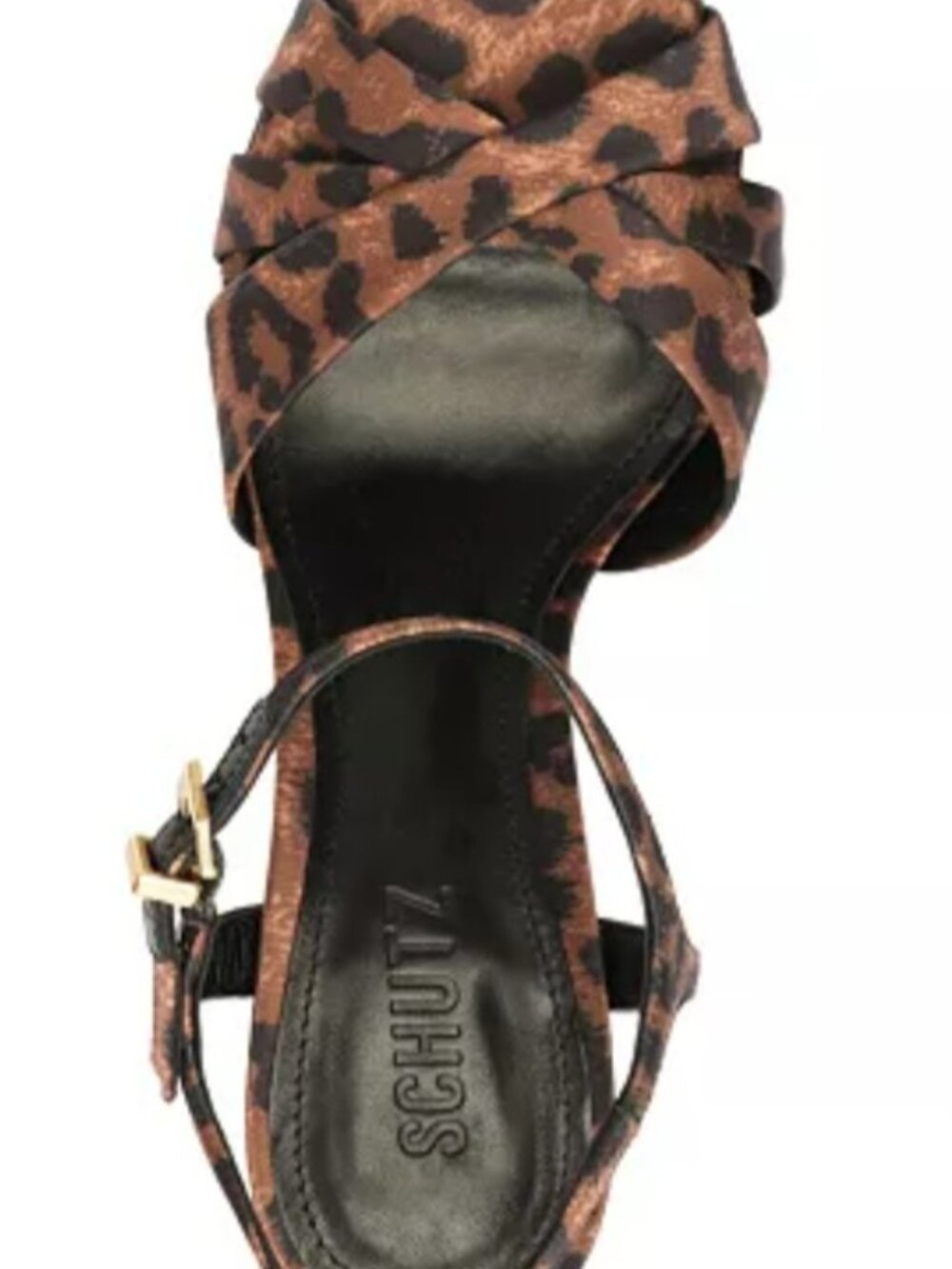 Schutz Wild Satin Animal Print Keefa Block Sandal Heel - Picture 8 of 11